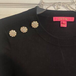 Lilly Pulitzer Black Sweater with Sparkly Buttons